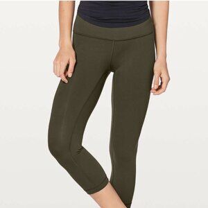 Lululemon Wunder Under Crop (Hi-Rise) *Full-On Luxtreme 21" Dark Olive Size 6
